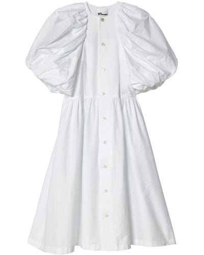 Noir Kei Ninomiya Pleated Puff-sleeve Cotton Dress - White