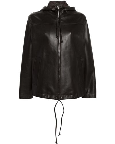 Bottega Veneta Hooded Leather Jacket - Women's - Cotton/lambskin - Black