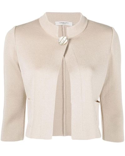 Charlott Single-button Three Quarter Sleeves Cardigan - Natural