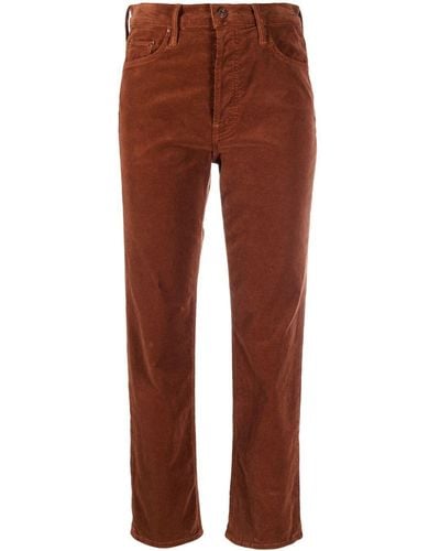 Mother Cropped Corduroy Pants - Brown