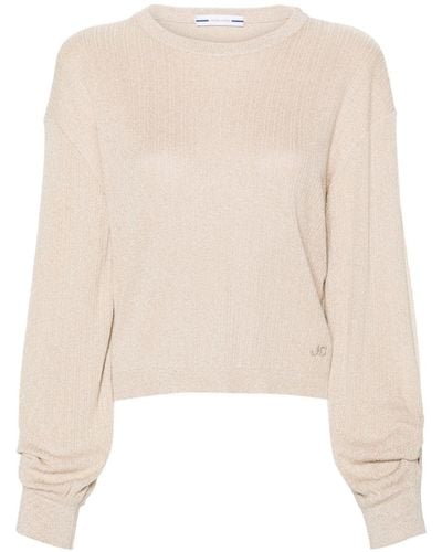 Jacob Cohen Slit-sleeves Lurex Sweater - Natural