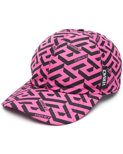 Versace Geometric Logo Print Cap - Pink