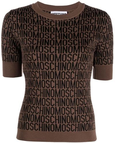 Moschino Monogram-print Knitted Top - Black