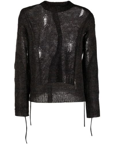 ANDERSSON BELL Colbine Ripped-detail Sweater - Black