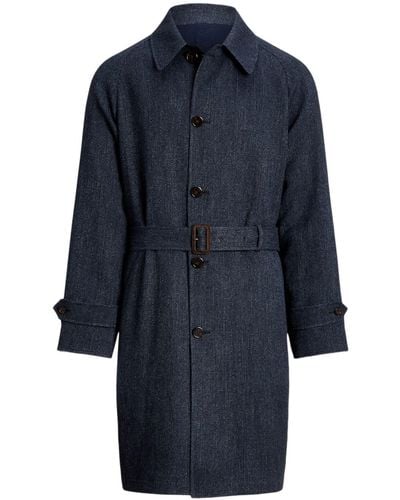 Polo Ralph Lauren Pointed-flat Collar Button-fastening Trench Coat - Blue