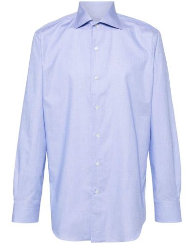 Brioni Poplin Cotton Shirt - Blue