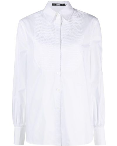 Karl Lagerfeld Wide-sleeves Necktie Shirt - White