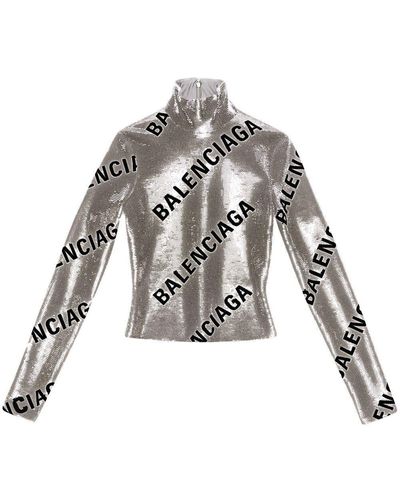 Balenciaga Metallic Logo-print T-shirt