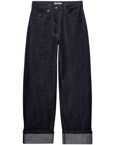 Prada Tief sitzende Wide-Leg-Jeans - Blau