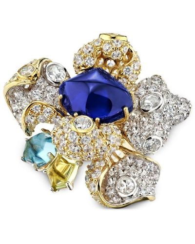 Anabela Chan 18kt Gold Vermeil Sapphire Blossom Gemstone Ring - White