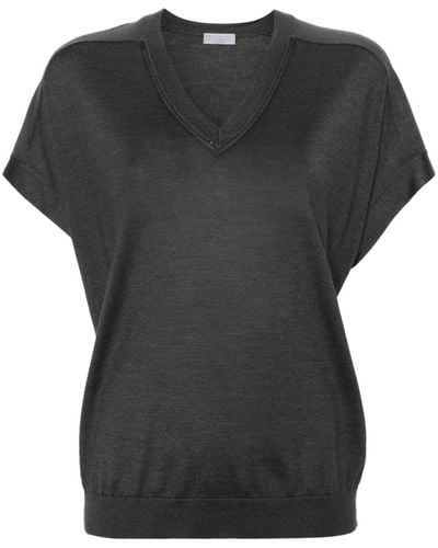 Brunello Cucinelli Camiseta con cuello redondo - Negro