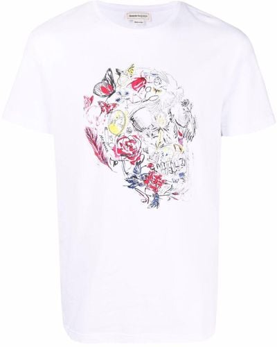 Alexander McQueen Camiseta con motivo Doodle Skull - Blanco