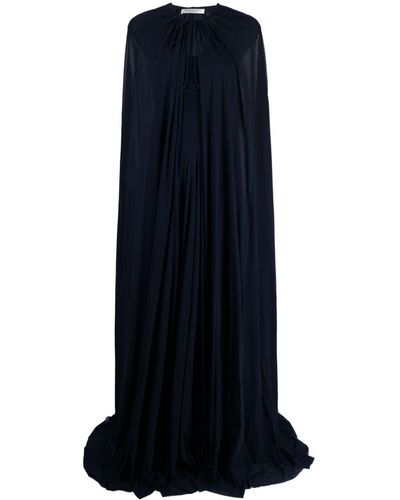 Philosophy Di Lorenzo Serafini Cape-design V-neck Dress - Blue