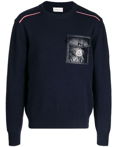 Moncler Logo-patch Wool Sweater - Blue