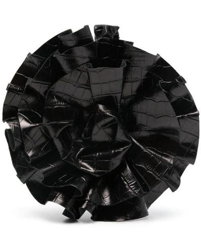 VAQUERA Floral-motif Leather Tote Bag - Black