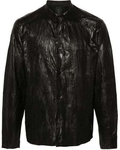 Transit Crinkled Leather Shirt - ブラック