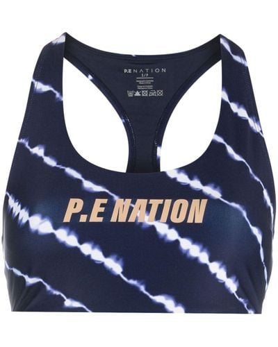 P.E Nation Brassière de sport à motif tie-dye - Bleu