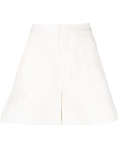 La DoubleJ Jacquard-pattern Flared Shorts - White