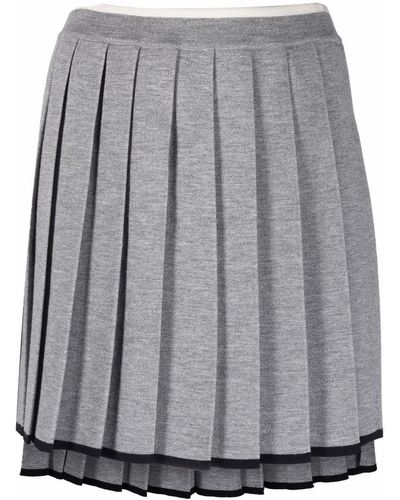 Thom Browne Ripstop Pleated Miniskirt - Gray
