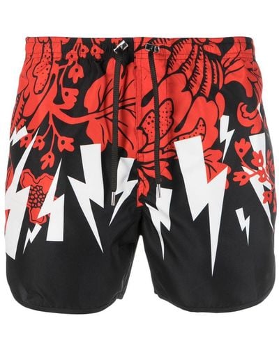 Neil Barrett Graphic-print Swim Shorts - Red