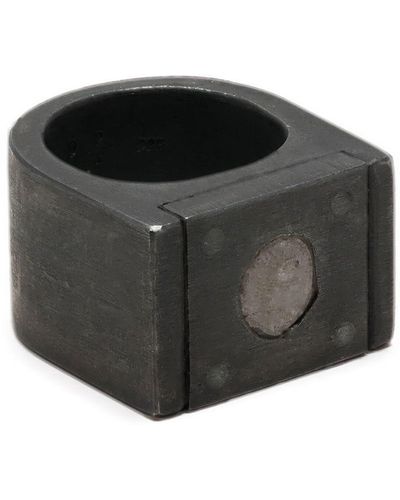 Parts Of 4 Plate Single Diamond Ring - Black