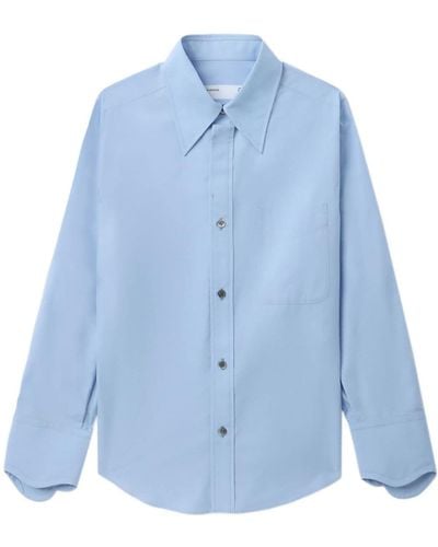 Toga Pointed-collar Cotton Shirt - Blue