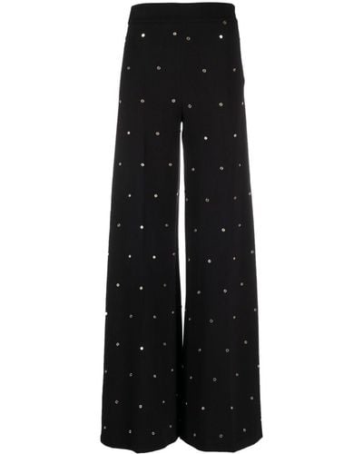 Nissa Crystal-embellished Palazzo Trousers - Black