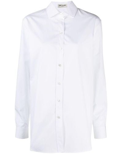 Saint Laurent Camisa oversize de popelina - Blanco