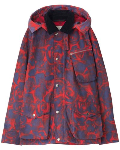 Burberry Rose-print Cotton Field Jacket - Red