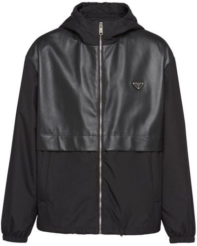 Prada Triangle-logo Hooded Jacket - Black