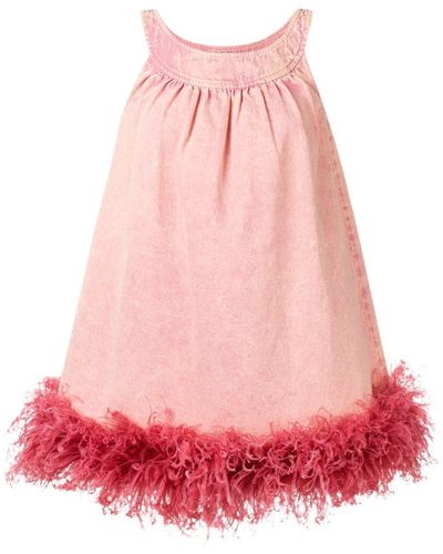 Miu Miu Ostrich Feather Trim Dress - Pink