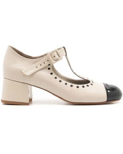 Sarah Chofakian Gabrielle 40mm Leather Court Shoes - Natural