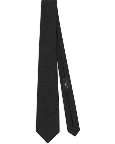 Etro Cravate à motif cachemire en effet métallisé - Noir