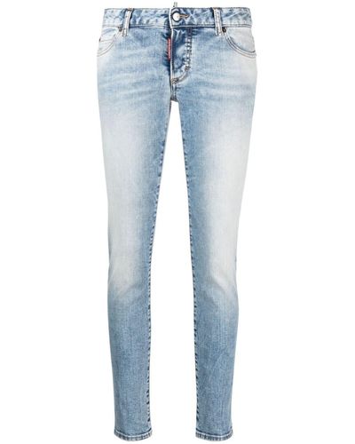 DSquared² Whiskering-effect Low-rise Skinny Jeans - Blue