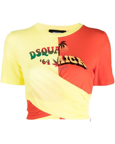 DSquared² Top Met Logoprint - Oranje