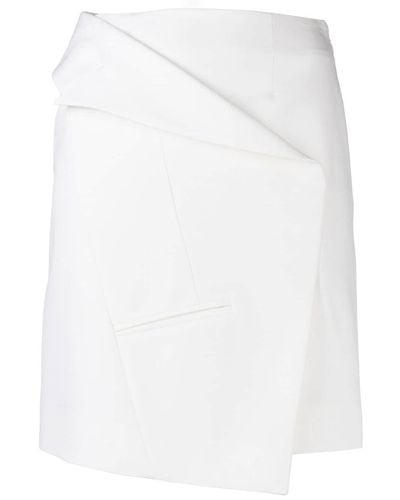 Alexander McQueen Asymmetric Wool Miniskirt - White