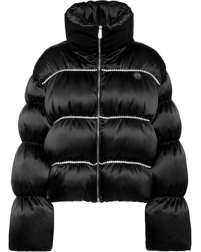 Philipp Plein Crystal-embellished Down Jacket - Black