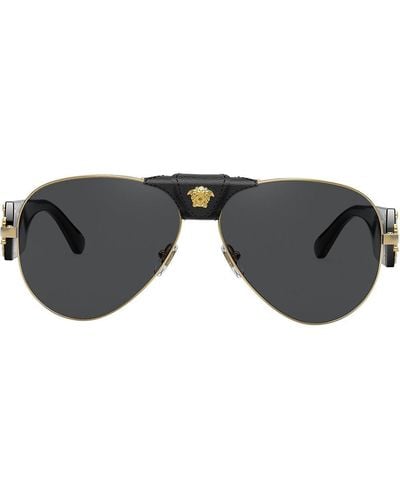 Versace Medusa Head Aviator Sunglasses - Black