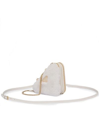 Prada Mini Shearling Crossbody Bag - White