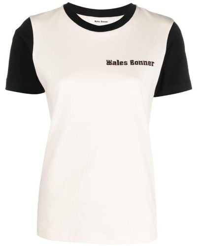 Wales Bonner T-shirt morning bianco ivory in cotone - Nero