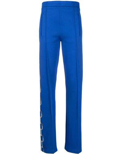 Burberry Pantalones rectos con motivo de cadenas - Azul