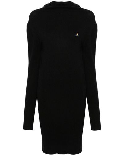 Vivienne Westwood Orb-Embroidered Ribbed Mini Dress - Black