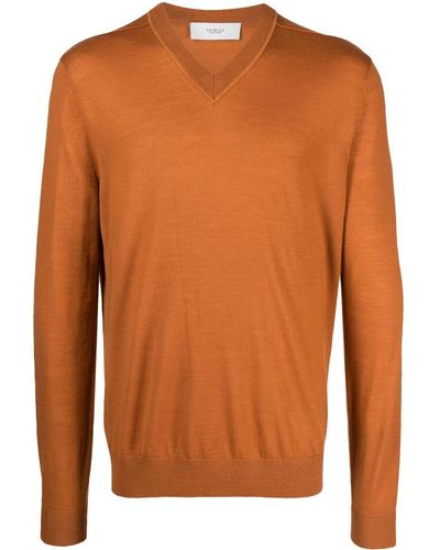 Pringle of Scotland V-neck Wool Sweater - Orange