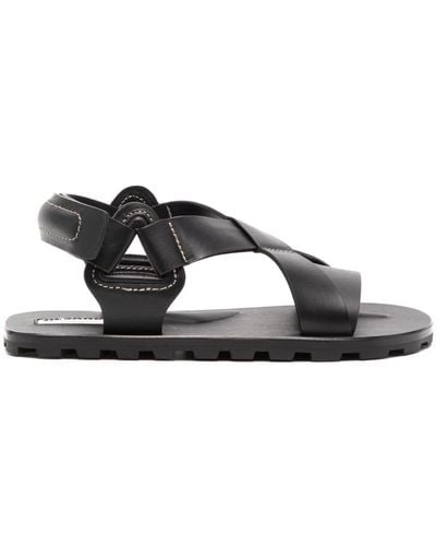 Jil Sander Crossover-strap Flat Leather Sandals - Black