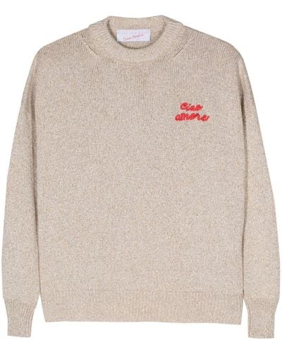 Giada Benincasa Logo-embroidered Open-back Sweater - Natural