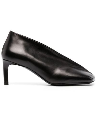 Jil Sander 70mm Square-toe Leather Court Shoes - Black