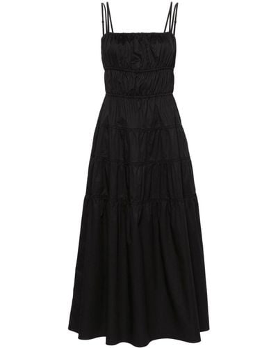 Sandro Tiered Stretch-cotton Maxi Dress - Black