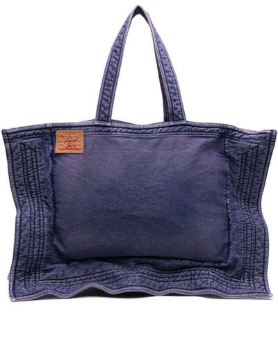 Y. Project Large washed-denim tote bag - Blau