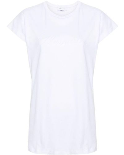 Blumarine T-shirt en coton à logo strassé - Blanc