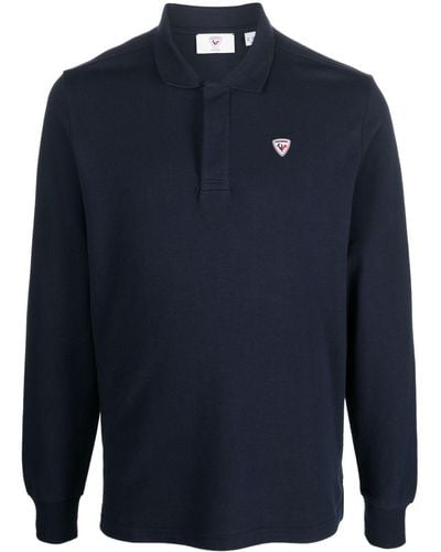 Rossignol Logo-patch Long-sleeve Polo Shirt - Blue